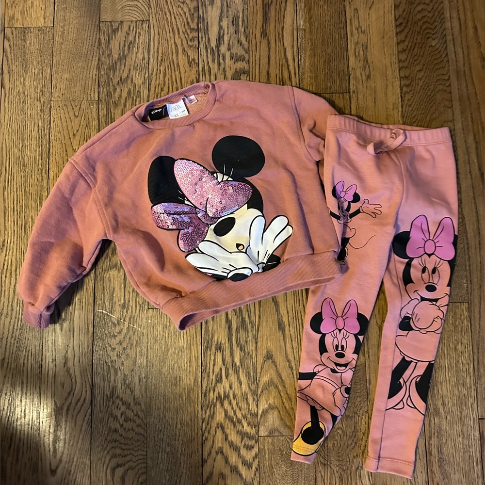 ZARA x Disney Minnie Mouse sequin sweatshirt and leggings